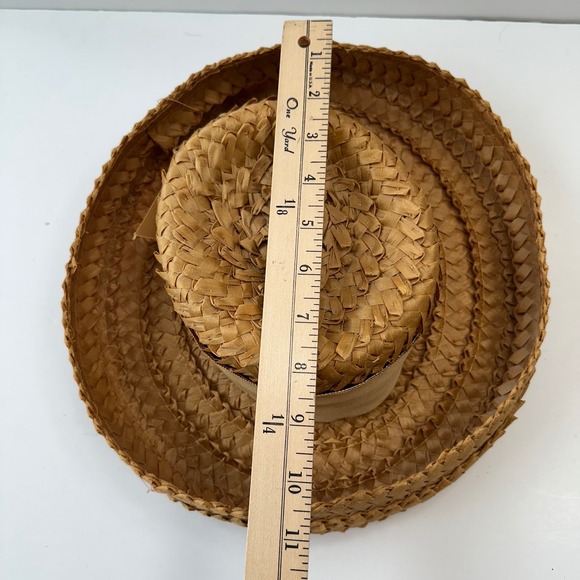 Vintage Amy New York Straw Boater Hat Abraham Straus Ribbon Accent - Picture 7 of 10